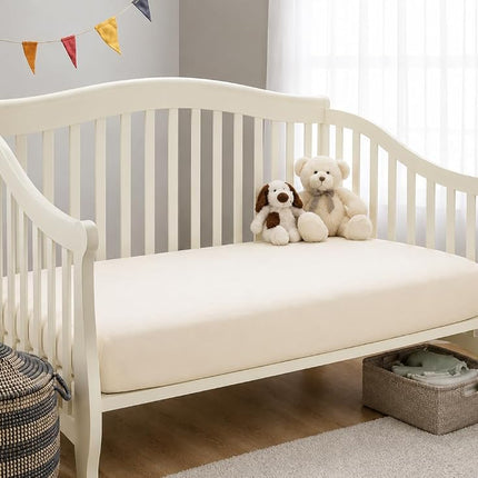 Drap-housse en jersey de coton 100 % naturel Supreme de American Baby Company pour lits de bébé et matelas pour tout-petits, écru, doux et respirant, pour garçons et filles, 71 x 132 cm