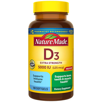 Nature Made Vitamin D3 5000 IU,180 Softgels
