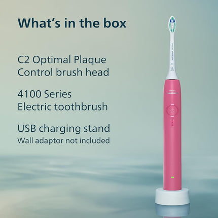 Philips Sonicare 4100 Rechargeable Electric Toothbrush, 1 Brush Head, Pink