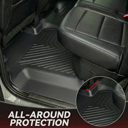 YITAMOTOR Floor Mats Compatible for 2019-2023 Chevrolet Silverado 1500/GMC Sierra 1500 & 2020-2023 Chevy Silverado/GMC Sierra 2500HD/3500HD Crew Cab with Rear Underseat Storage Box, Front Bucket Seat
