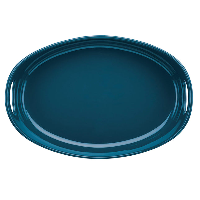 Rachael Ray Ceramics Bubble and Brown Oval Baker Set, 2-Piece, Marine Blue