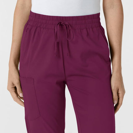 WonderWink Women's Stovepipe High-Low Hem Scrub Pant, Wine, X-Small Petite
