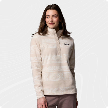Columbia Women's Benton Springs Printed 1/2 Snap, Fleece Pull Over, Dark Stone Deschutes Days, X-Large