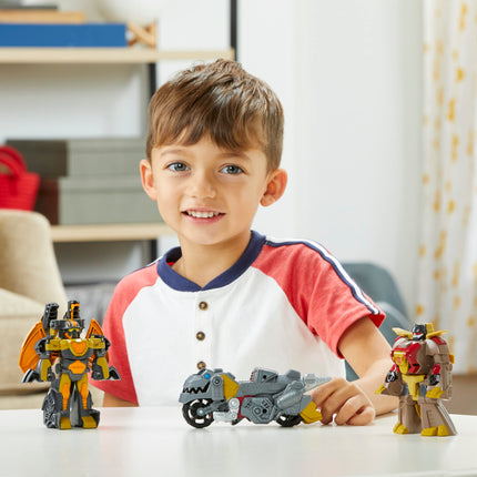 Transformers Aventuras Dinobot Equipo Dinobot Grimlock, Dinobot Snarl y Predaking Paquete de 3 figuras que se transforman, juguetes de 11,4 cm, para edades de 3 años en adelante