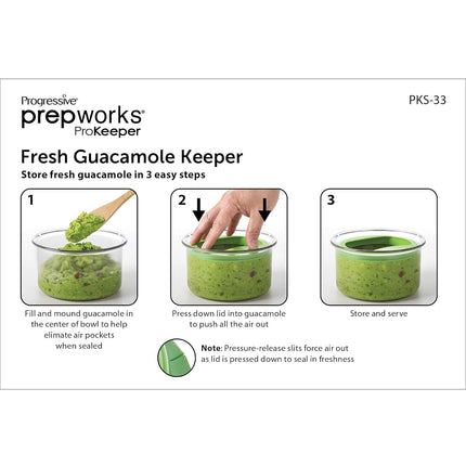 PrepWorks by Progressive Fresh Guacamole ProKeeper Plastic Kitchen Storage Container with Air Tight Lid, Green