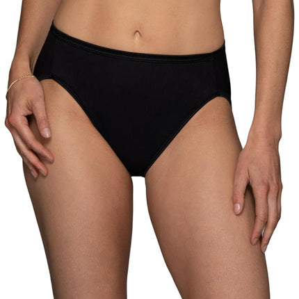 Vanity Fair Women's Illumination Hi Cut Panty 13108 Briefs, Midnight Black, Medium