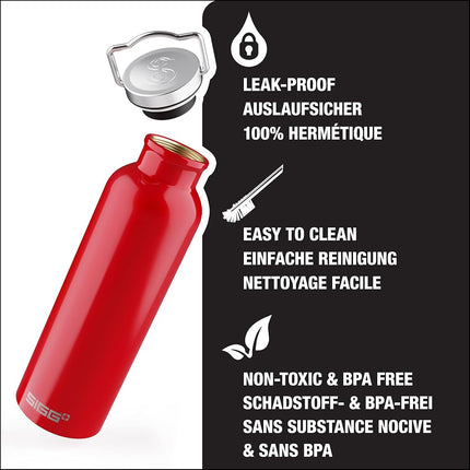 Sigg - Aluminium Water Bottle - Original Red - Climate Neutral Certified - Suitable For Carbonated Beverages - Leakproof - Lightweight - BPA Free - 0.5 L