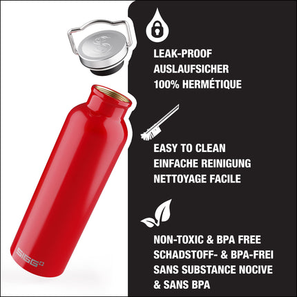 Sigg - Aluminium Water Bottle - Original Red - Climate Neutral Certified - Suitable For Carbonated Beverages - Leakproof - Lightweight - BPA Free - 0.5 L
