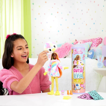 Barbie Cutie Reveal Doll & Accessories with Tie-Dyed Penguin Plush Costume & 10 Surprises Including Color Change, Color Dream Series, HRK40