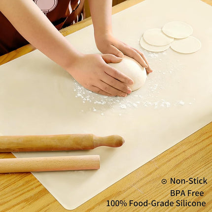 Extra Large Silicone Mat, 31.5x16.9 Inch Heat Resistant Mat for Kitchen Counter, Non Stick Silicone Baking Mat for Dough and Pastry, Thick Silicone Pad Countertop Protector, Dark Green