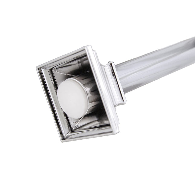 Interior Living 1" Diameter Adjustable Decorative Square End Shower Rod, 42-72", Chrome