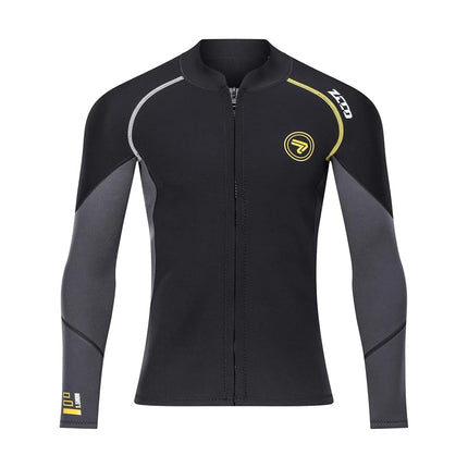 Wetsuit Top Men's 1.5mm Neoprene Wetsuits Jacket,Front Zipper Long Sleeves Diving Suit for Snorkeling,Swimming,Scuba Diving,Surfing (Black, M)