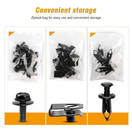 GOOACC GRC-70 35PCS Engine Under Cover Splash Shield Guard Body Bolts Bumper Fender Liner Push Retainer Fastener Rivet Clips, black