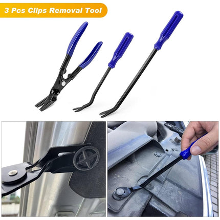 GOOACC 102Pcs Trim Removal Tool, Auto Push Pin Bumper Retainer Clip Set Fastener Terminal Remover Tool Round Handle Crowbar Pry Kit Car Panel Radio Removal Auto Clip Pliers (GRC-208)