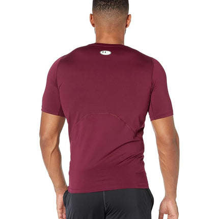 Camiseta de manga corta HeatGear de Under Armour para hombre, granate (609)/blanco, XL