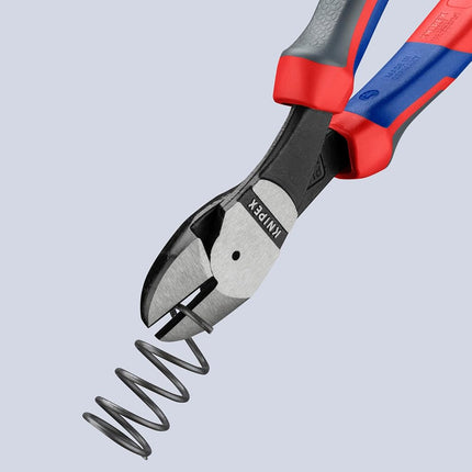 Knipex 74 22 200 High Leverage Diagonal Cutter Black Atramentized with Multi-Component Grips, 200 mm