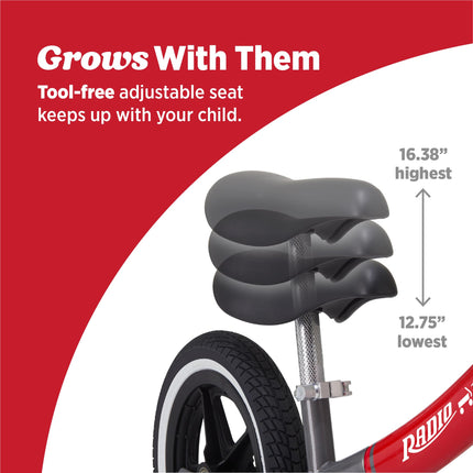 Radio Flyer Air Ride Balance Bike, Red, for Kids Ages 1.5-5, Pedal Free for Quick Learning, Rubber Air Tires, Adjustable Seat, Foot Rest, Ringing Bell, Kid & Toddler Balance Bikes (Amazon Exclusive)