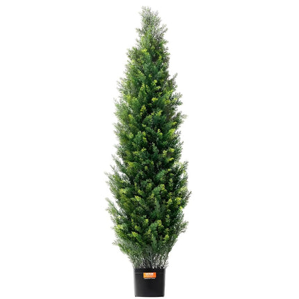 VEVOR Artificial Cedar Topiary Tree, 60 inch Tall (2 Pieces), with Extra Leaves & Pot Faux Evergreen Fake Pine Cypress Trees Plant, UV Rated Artificial Greenery Set for Home Decor Indoor/Outdoor
