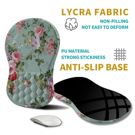 Hokafenle Ergonomic Mouse Pad Wrist Support, Wrist Rest Mousepad for Carpal Tunnel Pain Relief with Integrated Memory Foam Slope Massage Bulge (11.8x7.9 inch,Graceful Peony
