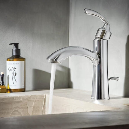 Moen 6170 Glyde Single Handle Bathroom Sink Faucet with Optional Deckplate, Chrome