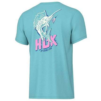 HUK Boys' Short Sleeve Performance Tee, Kids Fishing T-Shirt Shirt, Sail Bones - Navy, L