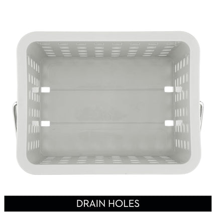 iDesign 61226 Basic Storage Basket, Small Plastic Bath Basket for Shower and Care Accessories, Light Grey