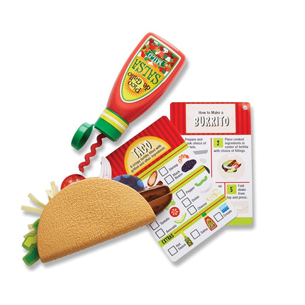 Melissa & Doug Fill & Fold Taco & Tortilla Set, 43 Pieces � Sliceable Wooden Mexican Play Food, Skillet, and More - FSC CertifiedTaco Play Food Set, Pretend Kitchen Toy for Kids Ages 3+