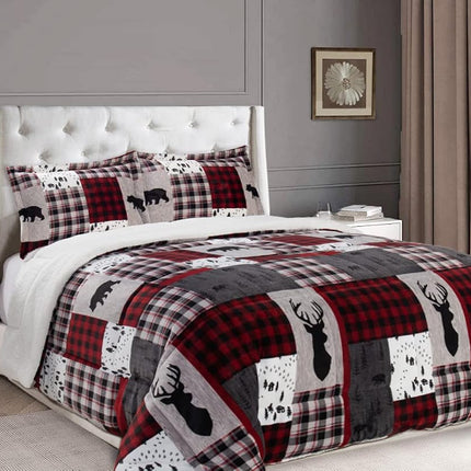 Elegant Comfort Heavy Weight Reversible Down Alternative Micro-Suede, Microsuede Flannel, Patch, Twin