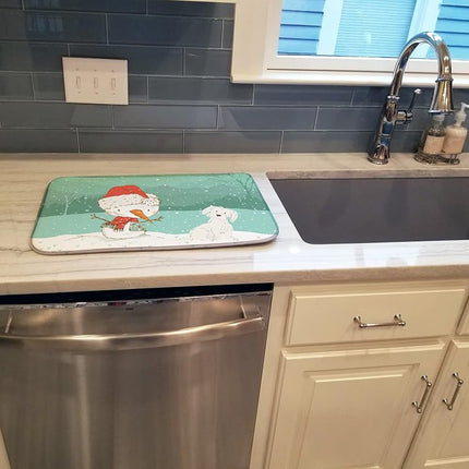Caroline's Treasures CK2094DDM Maltese Snowman Christmas Dish Drying Mat, Polyester, Multicolor