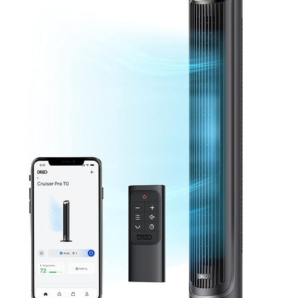 Dreo 40'' WiFi Tower Fan, 26ft/s High-Speed Cooling, Quiet Floor Fan with Remote, 90� Oscillating Fan, 4 Modes, 8H Timer, Touch Control, Standing Cooling Fan for Bedroom, Home, Office Room, Gold