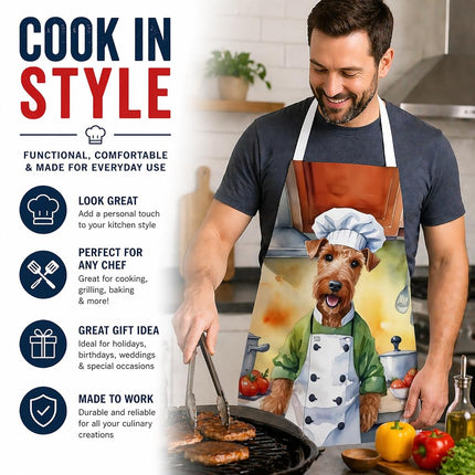Caroline's Treasures Irish Terrier The Chef Apron Cooking Kitchen Server Baking Crafts Gardening for Adult Women Men, Unisex, Large, Multicolor