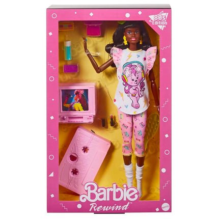 Barbie Doll, Curly Black Hair, 80s-Inspired Slumber Party, Barbie Rewind Series, Nostalgic Collectibles and Gifts, Clothes and Accessories, HJX19