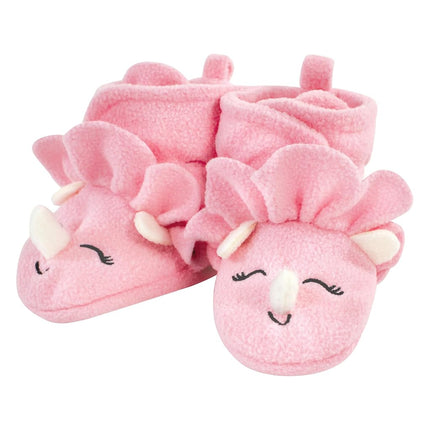 Hudson Baby unisex-baby Cozy Fleece Booties, Girl Dino, 6-12 Months