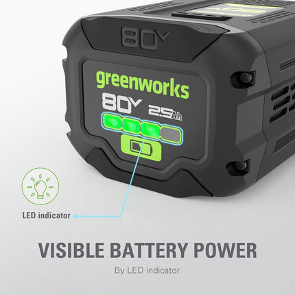 Greenworks 80V 2.5Ah Lithium-Ion Battery | Genuine Greenworks Battery | Compatible with 75+Tools