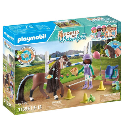 Playmobil 71355 Horses of Waterfall Jumping Arena with Zoe and Blaze, training for the championship with rewards, fun imaginative role-play, sustainable play sets suitable for children ages 5+