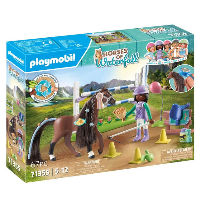 Playmobil 71355 Horses of Waterfall Jumping Arena with Zoe and Blaze, training for the championship with rewards, fun imaginative role-play, sustainable play sets suitable for children ages 5+