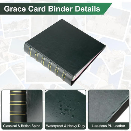Vintage 3 Ring Binder, 2 Inch Capacity D Ring Leather Binder, Classical Collection Executive Presentation View Binder with Pocket, Professional Binder Organizer Planner (Holds 400 Sheets), Dark Green