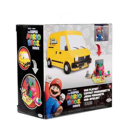 Super Mario Bros Movie Van Playset by Jakks Pacific, Officially Licensed, Transforming Vehicle Toy with 3 cm Mario Figure, Warp Pipe & Movie Scenes, Nintendo Action Figure Playset for Kids Ages 3+