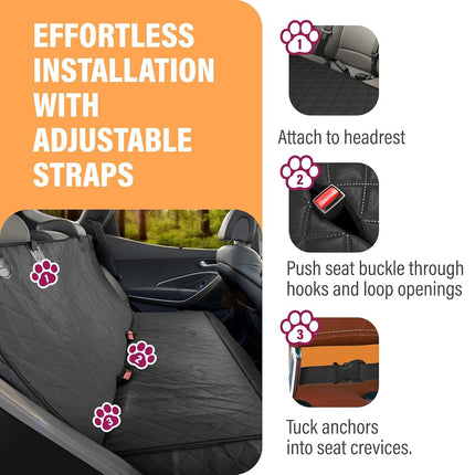 Dog Back Seat Cover Protector Waterproof Scratchproof Nonslip Hammock for Dogs Backseat Protection Against Dirt and Pet Fur Durable Pets Seat Covers for Cars & SUVs (Pink)