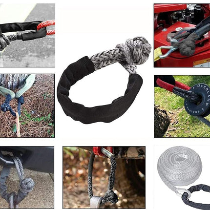 Synthetic Soft Shackle - 7/16 Inch X 22 Inch 35,000lbs Breaking Strength, UHMWPE Rope Shackle with Protective Sleeves for Sailing SUV ATV 4x4 Truck Jeep Recovery Towing, Gray