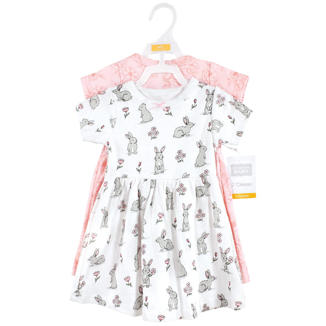 Hudson Baby Baby Girls' Cotton Dresses, Bunny Floral, 5T