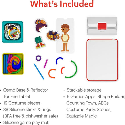 Osmo - Little Genius Starter Kit for Fire Tablet + Early Math Adventure - 6 Educational Games - Ages 3-5 - Counting, Shapes & Phonics - STEM Toy (Osmo Fire Tablet Base Included) (Amazon Exclusive)