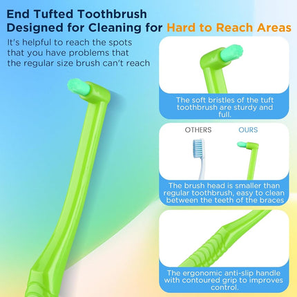 Fregum End Tuft Toothbrush with Interdental Brush for Orthodontic, Braces
