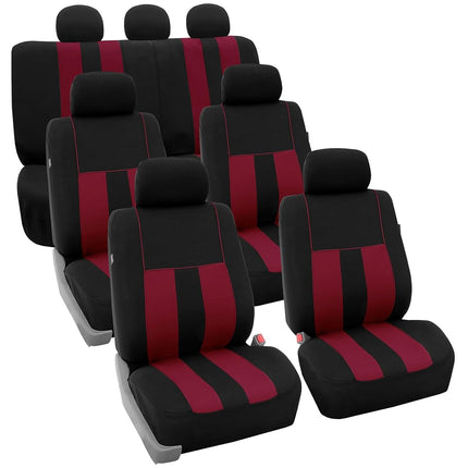 FH GROUP FH-FB036217 Striking Striped Seat Covers Burgundy/Black Color- Fit Most Car, Truck, Suv, or Van