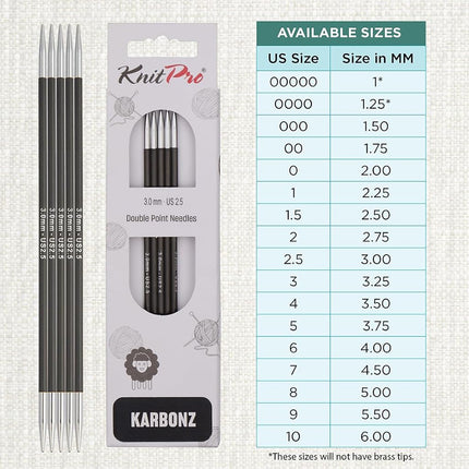 KnitPro Karbonz Double Pointed Needles 6" (15cm) | 3.00 mm