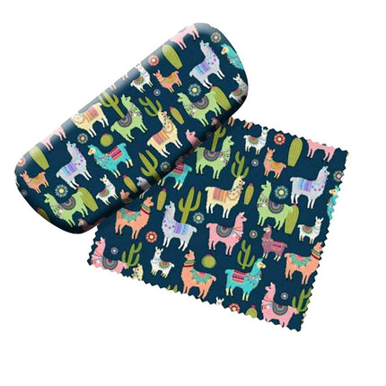 Estuche acolchado para gafas con paño de limpieza a juego (llamas)
