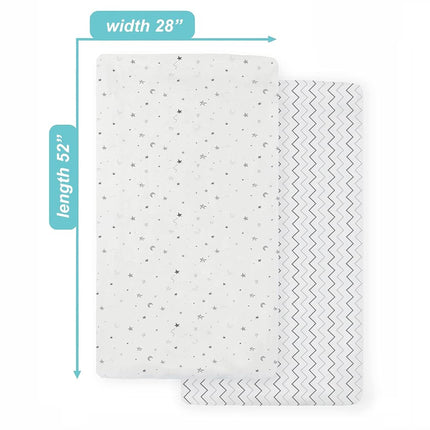 American Baby Company Lot de 2 draps de berceau en jersey de coton imprimé pour matelas de berceau standard et de tout-petit, motif étoile grise/zigzag gris, pour garçons et filles