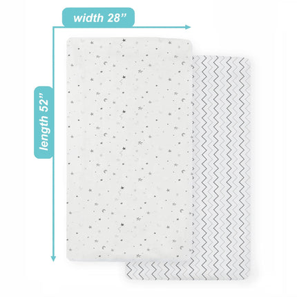American Baby Company 2 Pack Printed 100% Cotton Jersey Knit Fitted Crib Sheet for Standard Crib and Toddler Mattresses, Gray Star/Gray Zigzag, for Boys and Girls