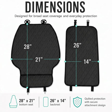 FH Group Car Seat Cushion Front Set Black Neosupreme Automotive Seat Cushions - Universal Fit, Car Seat Cushion with Front Pockets, Airbag Compatible Car Seat Cushions for SUV, Sedan, Van