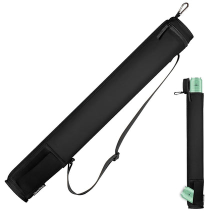CleverMade Insulated Cooler Beer Tube Sleeve - 6 Cans / 72 oz Midnight/Black Portable Cooling Bag w/Shoulder Strap, Leak Proof Travel Ice Chest